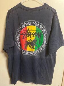 80年代　STUSSY ステューシー　ラスタ　ライオン　クラウン　オールド　黒タグ　ブラック　USA製　XL ビンテージ　Tシャツ　シングル　