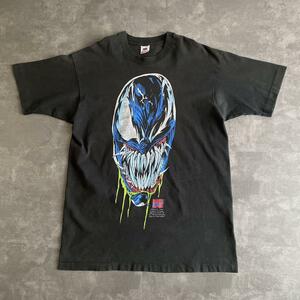 激レア 90s ビンテージ USA製 MARVEL COMICS マーベル コミック VENOM HEAD ヴェノム ヘッド 1993 プロモ Tシャツ 黒 ブラック L