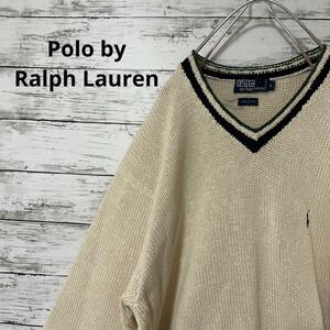 Polo by Ralph Lauren ニットセーター ライン Vネック 古着