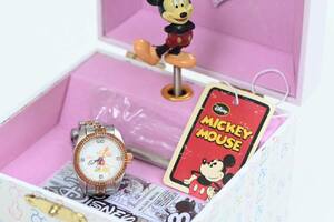 6)21.5110 ミッキーマウス 85周年 天然ダイヤモンド付 腕時計 オルゴールケース
