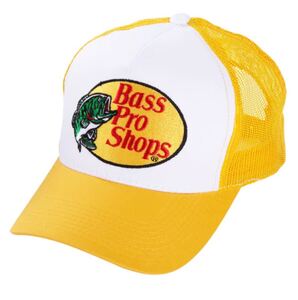 キャップ バスプロショップス bass pro shops cap hat 新品 メッシュキャップ スナップバック 日本未発売 長瀬智也 釣り ホワイト/イエロー