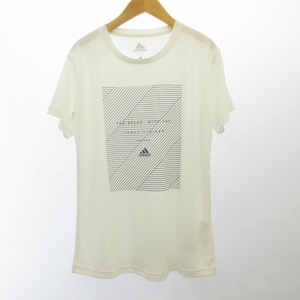 アディダス adidas ロゴプリント Tシャツ カットソー 白 ホワイト L メンズ