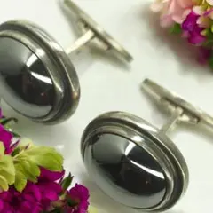 Georg Jensen ジョージジェンセン　カッコいいヘマタイトカフスR033