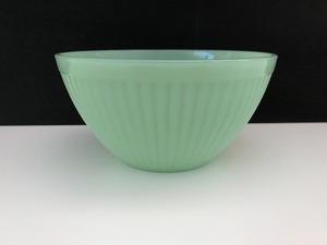 レア ファイヤーキング ジェダイ リブドボウル GLASS刻印 Fire-king jadeite ヴィンテージ USA 1940s 1950s [fkj-231]カフェオレボウル