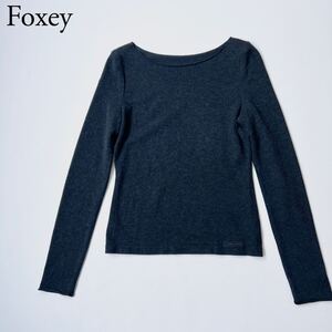 美品 FOXEY NEW YORK フォクシーニューヨーク ニット　セーター トップス　長袖　グレー ソデコーデ　Sode Coorde 40 レディース