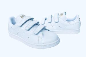 デッド!! 名作!! 17年 adidas Originals STAN SMITH スタンスミス ベルクロ レザー ホワイト 白 × 金 天然皮革 us 8 / 26 ㎝