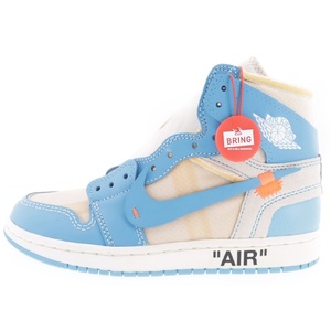 ナイキ ×OFF-WHITE AIR JORDAN 1 POWDER BLUE UNC オフホワイト エアジョーダン1 パウダーブルー ハイカットスニーカー AQ0818-148