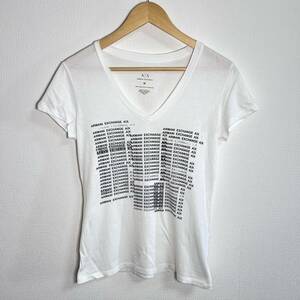 H9702FF ARMANI EXCHANGE アルマーニ エクスチェンジ A|X サイズM 半袖 Tシャツ カットソー Vネック ホワイト 白 レディース コットン100%