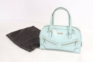 【ト足】 GUCCI　グッチ　ハンドバッグ マイクログッチシマ　ミニボストン　ライトブルー系 CC760CAA1C