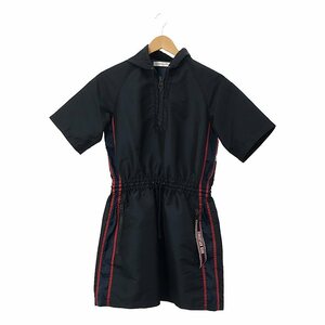 【美品】 Christian Dior / クリスチャンディオール | バックロゴ ハーフジップ フーデッドワンピース | 34 | ネイビー/レッド/シルバー