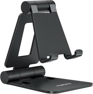 A-黒 Nulaxy クデュアル折りたたみスマホスタンド、ポータビリティ角度調整可能スマート携帯スタンド アイフォン スマフォ ア