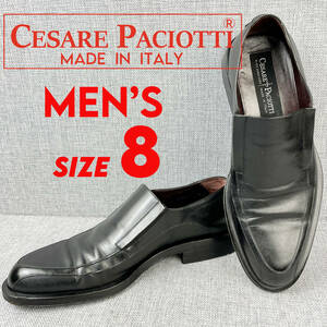 定価12万超★CESARE PACIOTTI パチョッティ ポインテッドトゥシューズ 本革 黒 8 イタリア製