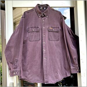 ★カーハート　CARHARTT　90s　ボタンダウン　長袖シャツ★検 ビンテージ USA製 ワーク アメリカ 古着