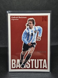 Gabriel Batistuta 2017 Panini Nobility Soccer ベース ハイナンバー SP ショートプリント レッドパラレル 199枚限定 アルゼンチン