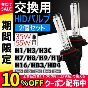 HID 交換用バルブ H1 H3 H3C H7 H8 H11 HB3 HB4 35W 55W兼用2本組 モデル信玄