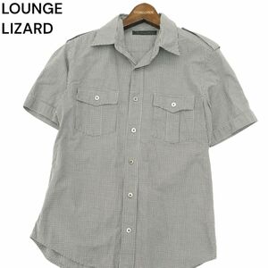 LOUNGE LIZARD ラウンジリザード 春夏 半袖 ミリタリー★ ワーク ギンガムチェック シャツ Sz.2　メンズ 日本製　A4T06500_6#A