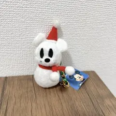 ミッキー サンタ ぬいぐるみ キーチェーン　Disney ディズニー　雪だるま