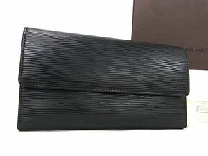 1円 ■未使用■ LOUIS VUITTON ルイヴィトン M63382 エピ ポルトトレゾール インターナショナル 三つ折り 長財布 黒 ブラック系