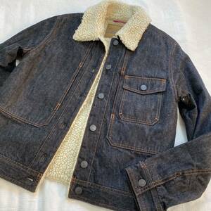 Paul Smith JEANS ポールスミス ジーンズ◆暖か 中ボア インディゴブラック デニム ジャケット Gジャン ボアデニムジャケット a21121102