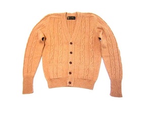 VINTAGE！MADE IN SCOTLAND Lanimer Knitwear 100% PURE CAMELHAIR ケーブル編み ニットカーディガン セーター ヴィンテージ キャメルヘア