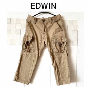 EDWIN メンズS～M 6分丈 パンツ ワークパンツ ブラウン ベージュ カーキ