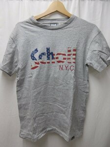 ◎美品　ショット schott 3173033　US FLAG ロゴ クルーネック半袖Tシャツ サイズS グレー