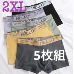 ボクサーパンツ　5枚組　メンズ 【2XL】5枚セット　下着　メンズ　ロゴ　無地