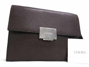 1円 ■極美品■ LOEWE ロエベ レザー クラッチバッグ セカンドバッグ メンズ ブラウン系 AZ5733