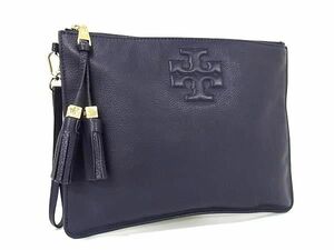 1円 ■美品■ TORY BURCH トリーバーチ レザー クラッチバッグ セカンドバッグ レディース ネイビー系 BM2111