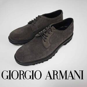 ジョルジオアルマーニ コレクションモデル スエードシューズ グレーカーキ GIORGIO ARMANI 革靴 スニーカーサイズ26cm 7 41イタリア製