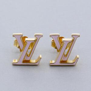 ★美品★LOUIS VUITTON ルイヴィトン ピアス LV アイコニック RS ブランドジュエリー M01136 ピンク/ゴールド Pink Gold