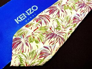 ♪26366C♪良品【葉っぱ 植物 柄】ケンゾー【KENZO】ネクタイ