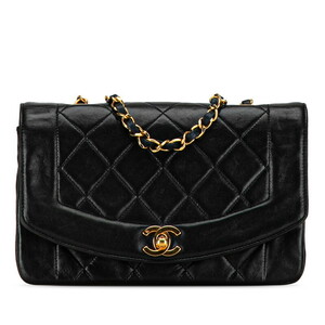 シャネル マトラッセ23 ダイアナ チェーン ショルダーバッグ ブラック ラムスキン レディース CHANEL 【中古】