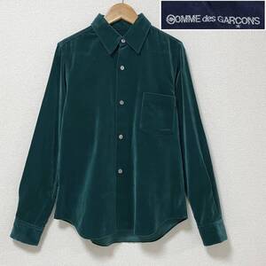 AD2002 青山 COMME des GARCONS ベロア 長袖 シャツ グリーン Mサイズ コムデギャルソン ベルベット ブラウス VINTAGE archive 4090118