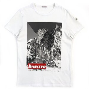 【ドンドン見直し】美品△MONCLER モンクレール E20918048350 MAGLIA T-SHIRTS 雪山フォトプリント クルーネック半袖Ｔシャツ S 正規品