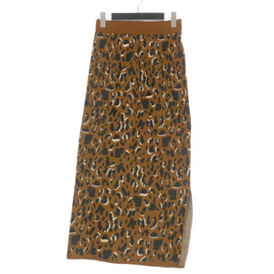 未使用品 トリコテ TORICOTE LEOPARD PATTERN SKIRT レオパード柄 ニットスカート L 茶 ブラウン TR23SK007 レディース