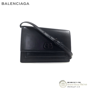 バレンシアガ （BALENCIAGA） シャープ XS ベルトバッグ BB ウエストポーチ レザー ショルダーバッグ 594938 ブラック（新品同様）中古