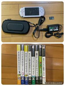 （中古）（ジャンク）PSP-2000本体,アダプタ,メモリースティック PRO Duo 4GB,ケース,ソフト8本