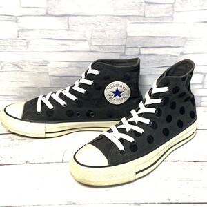 R7137bL CONVERSE ALL STAR コンバース オールスターフロッキーDT HI ハイカットスニーカー 24.5cm レディース ブラック ドット柄 1C1278