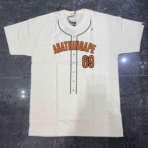 A BATHING APE BASEBALL SHIRT PRINT TEE Lサイズ アベイシングエイプ ベースボールプリント半袖Tシャツ 初期BAPE