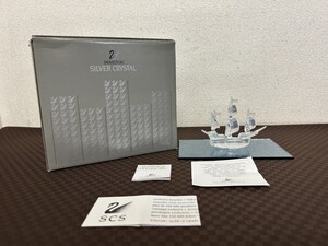 未使用保管品 A3 SWAROVSKI スワロフスキー SILVER CRYSTAL シルバークリスタル SANTA MARIA サンタマリア号 クリスタルスタンド 元箱付