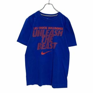 NIKE 半袖 プリント Tシャツ S ブルー レッド ナイキ ロゴ スポーツ 古着卸 アメリカ仕入 a506-7161