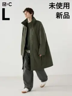 新品 2024AW ユニクロC フーデットコート オリーブ L UNIQLO C