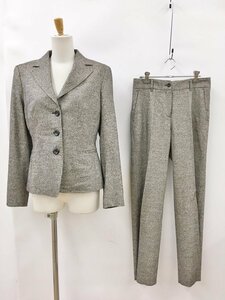 Max Mara Studio パンツスーツ 上42/下40 ブラウン系/ヘリンボーン柄 シルク・ウール混 上下サイズ違い 2401WR027