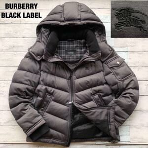 人気モデル/ホースロゴ◎バーバリーブラックレーベル ダウンジャケット グレー M ノバチェック ホワイトグース BURBERRY BLACKLABEL