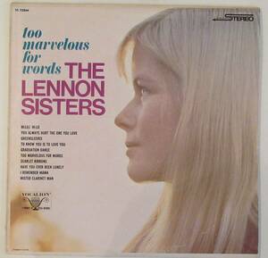 レコード〈LP〉レノン・シスターズ（THE LENNON SISTERS） TO MARVELOUS FOR WORDS