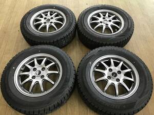 スタッドレス DUNLOP WM02 21年製 185/70R14 アルミホイールセット 4本 中古 ノート フリード 