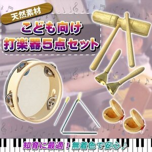 楽器 おもちゃ 音遊び 知育 初心者 木製 打楽器 パーカッション セット 子供 楽器 タンバリン トライアングル カスタネット 誕生日 ギフト