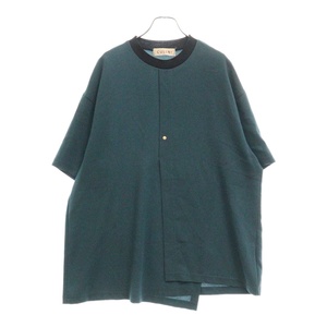 CULLNI クルニ 21SS アシンメトリーヘムラインプルオーバー 半袖Tシャツ グリーン 21-SS-034