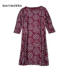 ND241ね＠ marimekko ワンピース 総柄 七分袖 Mサイズ